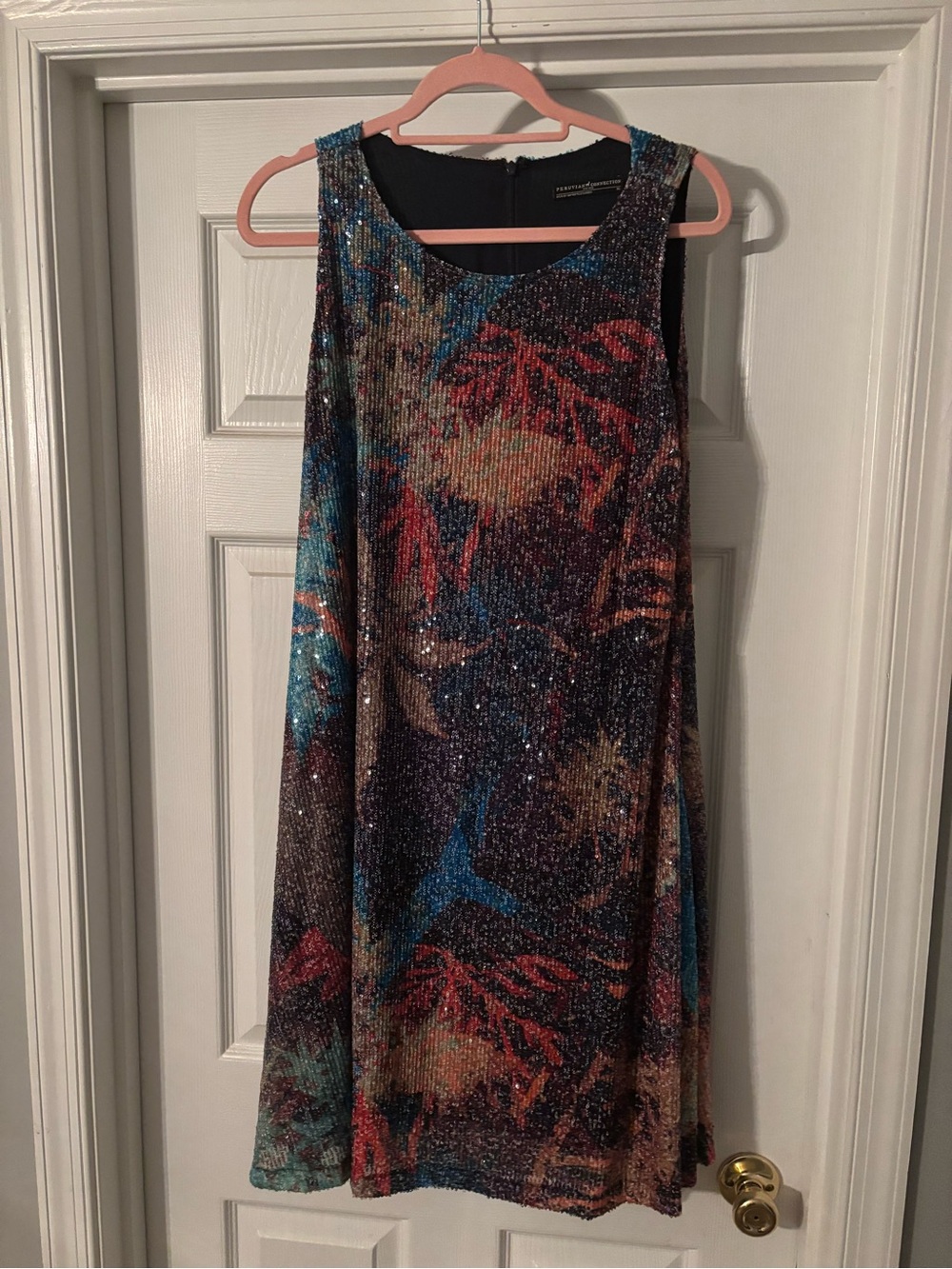 Sleeveless Multicolor Sequin Shift Dress